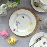 Bee and spring flowers fine bone china cake plate