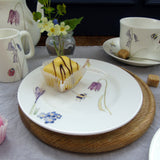 Bee and spring flowers fine bone china cake plate