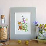 Fox and Foxglove A5 Giclée Fine Art Print