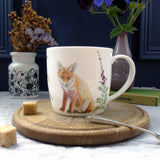 Red Fox and Foxglove Bone china mug