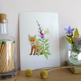 Fox and Foxglove A5 Giclée Fine Art Print