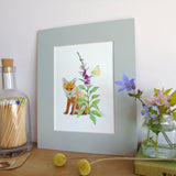 Fox and Foxglove A5 Giclée Fine Art Print