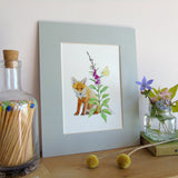 Fox and Foxglove A5 Giclée Fine Art Print