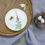 Foxglove and Bee bone china coaster