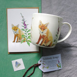 Red Fox and Foxglove Bone china mug