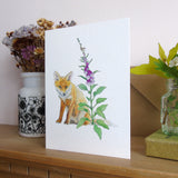 Fox and foxglove greetings card