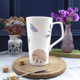 Hedgehog and bluebell bone china Latte Mug