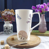 Hedgehog and bluebell bone china Latte Mug
