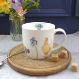 Chickens and Forget Me Nots Mug and Coaster Gift Set