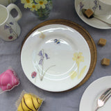 Bee and spring flowers fine bone china cake plate