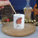Robin bone china candle holder