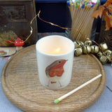 Robin bone china candle holder