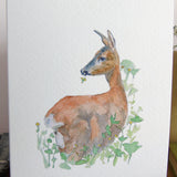 Roe Deer and Buttercups Card