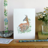 Roe Deer and Buttercups Card