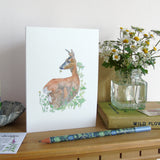 Roe Deer and Buttercups Card