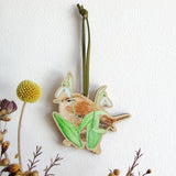 Wren and Snowdrops Wooden Hanging Decoration