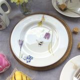 Bee and spring flowers fine bone china cake plate