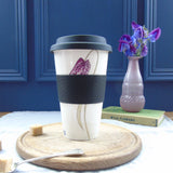 Bee and spring flower bone china travel mug