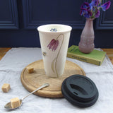 Bee and spring flower bone china travel mug