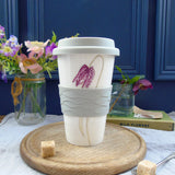 Bee and spring flower bone china travel mug