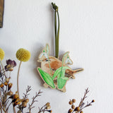 Wren and Snowdrops Wooden Hanging Decoration