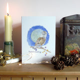 Barn Owl and Full Moon Christmas Card