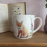 Red Fox and Foxglove Bone china mug