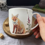 Red Fox and Foxglove Bone china mug