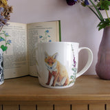 Red Fox and Foxglove Bone china mug