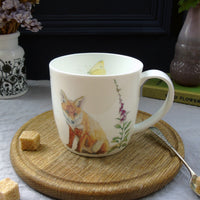Red Fox and Foxglove Bone china mug
