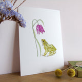Frog and Fritillary A5 Giclée Fine Art Print