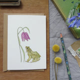 Frog and Fritillary greetings card