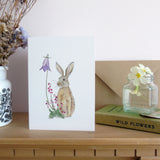 Hare and bell heather greetings card