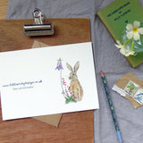 Hare and bell heather greetings card