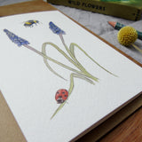 Ladybird and Muscari greetings card