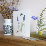 Ladybird and Muscari greetings card