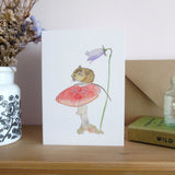 Fieldmouse on toadstool greetings card