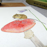 Fieldmouse on toadstool greetings card