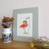 Field mouse on Toadstool A5 Giclée Fine Art Print