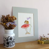 Field mouse on Toadstool A5 Giclée Fine Art Print