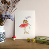 Field mouse on Toadstool A5 Giclée Fine Art Print