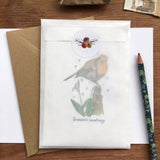 Robin and Snowdrops Season's Greetings Card
