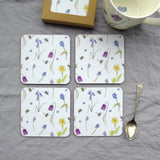 Set of Four Spring Flower and Bee Melamine Coasters