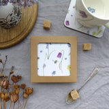 Set of Six Spring Flower and Bee Melamine Coasters