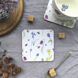 Set of Six Spring Flower and Bee Melamine Coasters