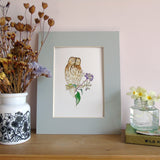 Tawny Owl and Ivy Berries A5 Giclée Fine Art Print