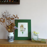 Tawny Owl and Ivy Berries A5 Giclée Fine Art Print