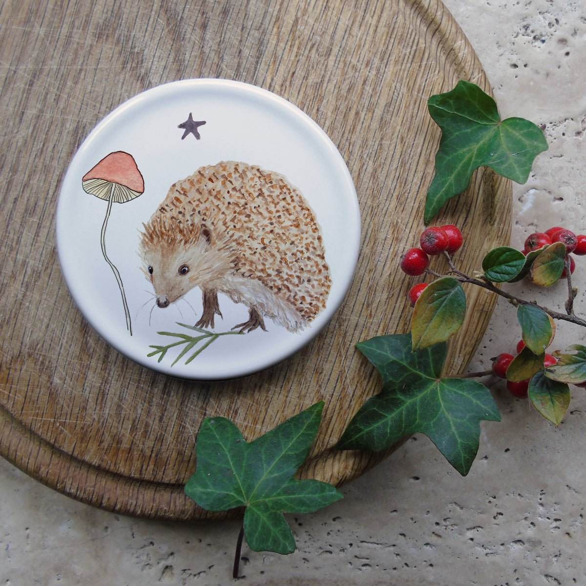 Hedgehog coaster littlebirdydesignsuk