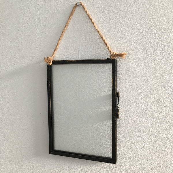 Distressed Metal and Glass Hanging Picture Frame