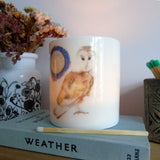 Barn Owl and Moon bone china candle holder